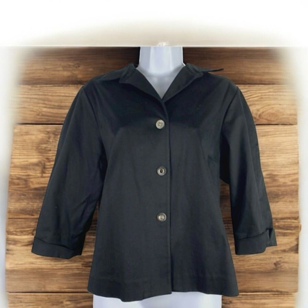 Lauren Ralph Lauren Elegant Black 3/4 Sleeve Jacket w/silver Buttons